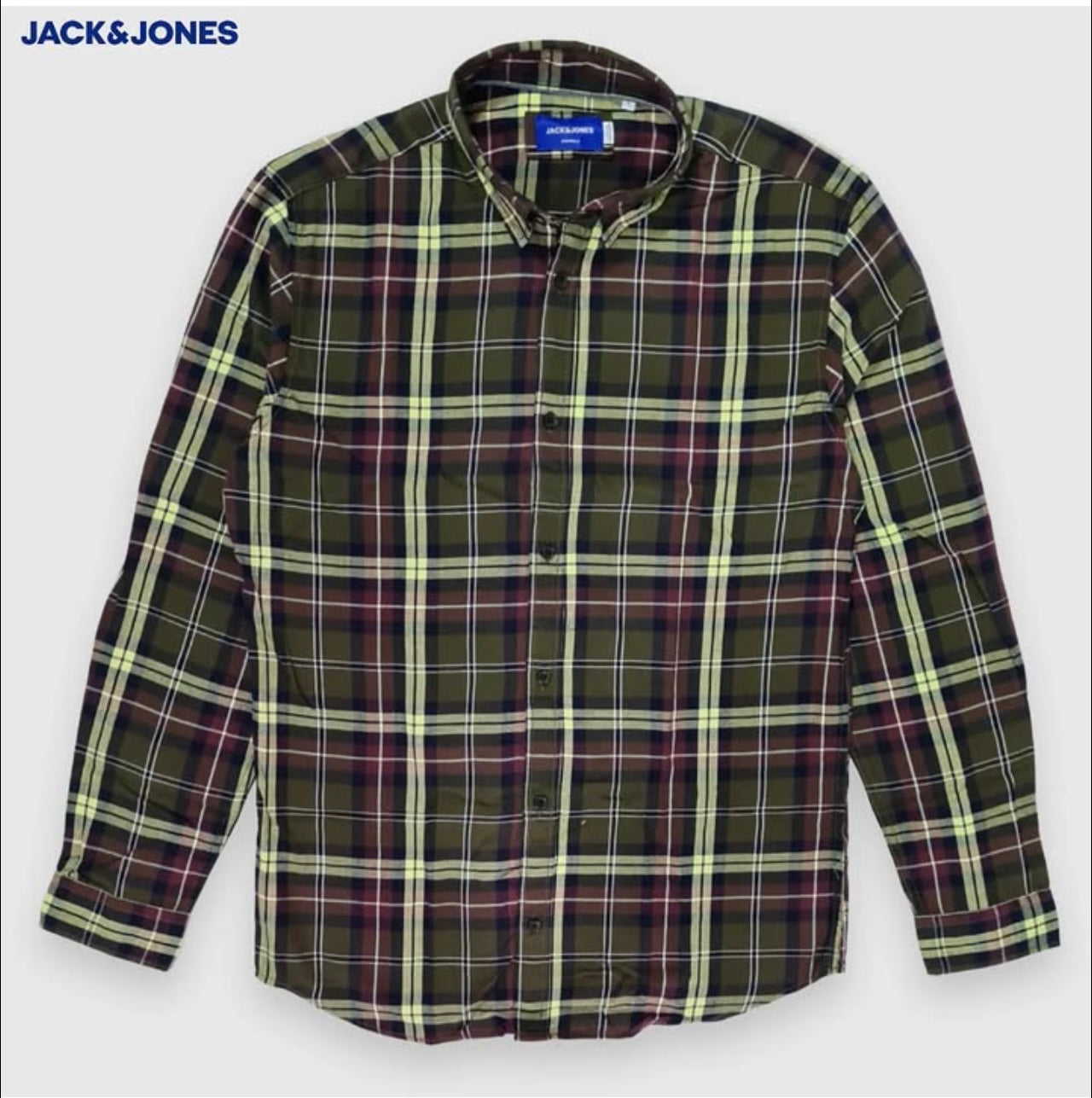 Jack & Jones Slim Fit Plaid Cotton Button Cuff Shirt