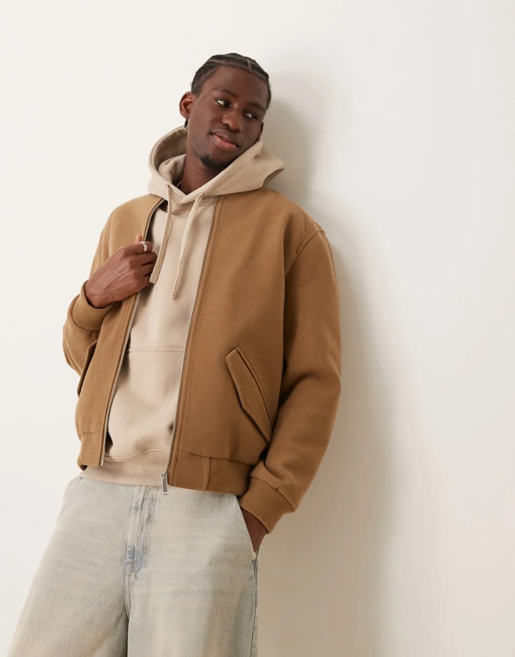 New Look Regular Fit Bomber Jacket in Brown