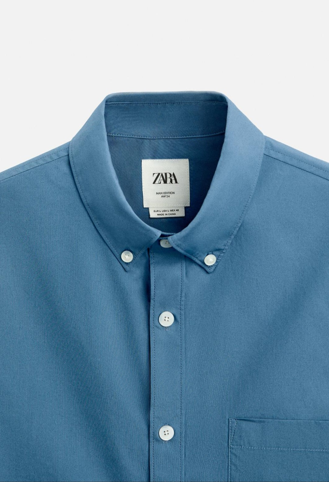 Zara - Regular Fit Cotton Shirt in Blue