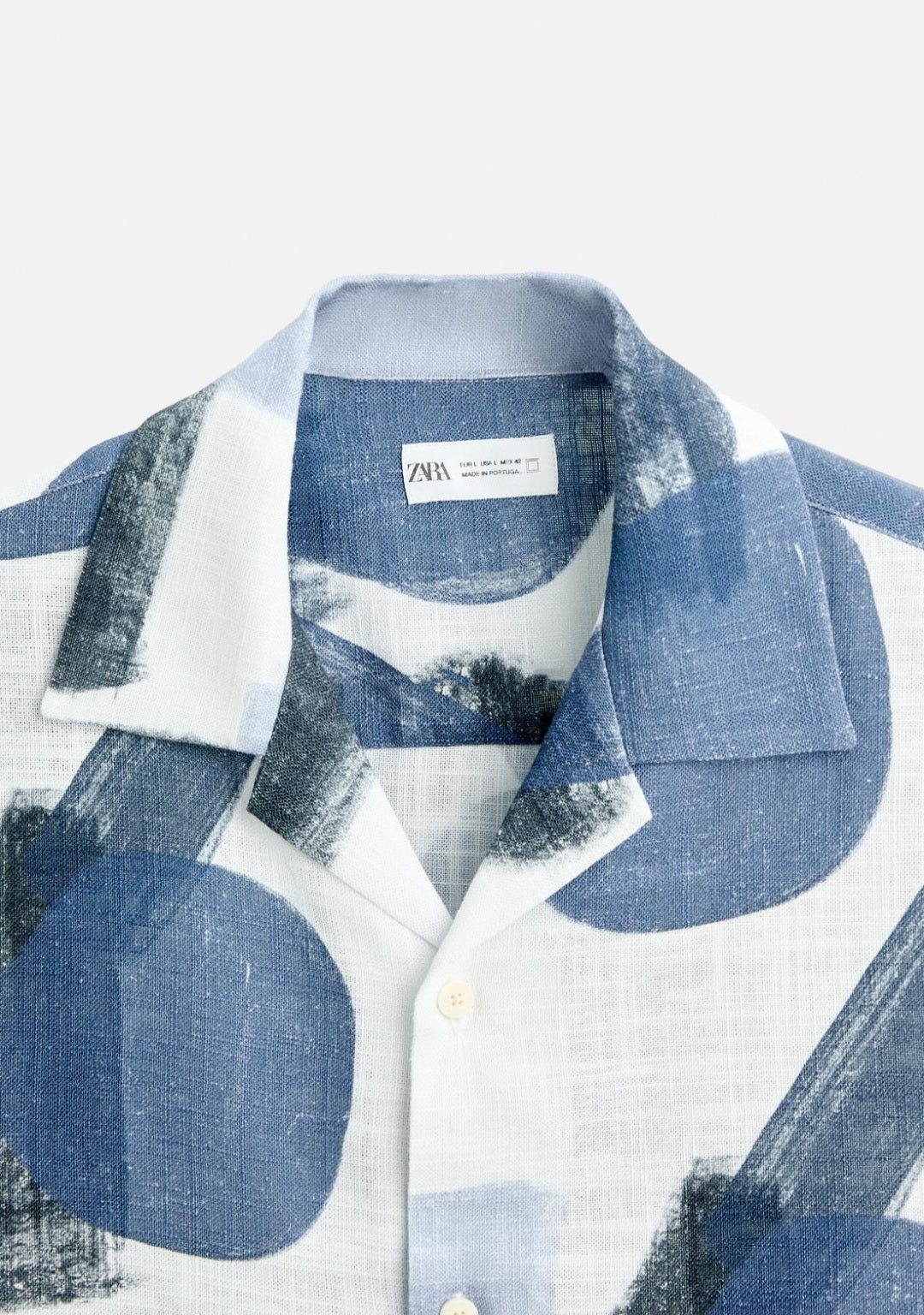 Zara - Regular Fit Abstract Print Shirt in Blue