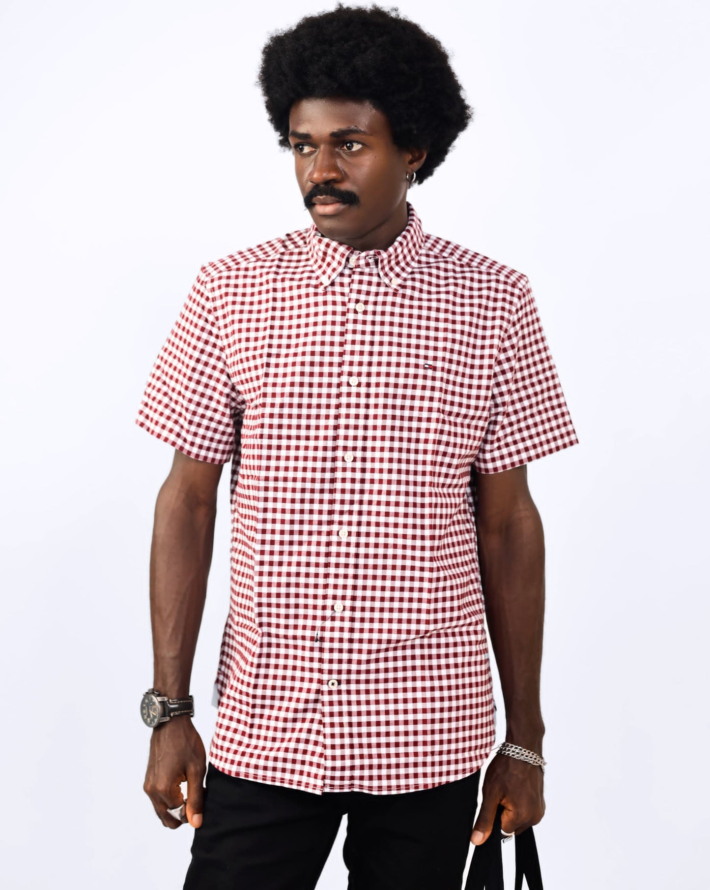 Tommy Hilfiger Red Oxford Cotton Check Shirt