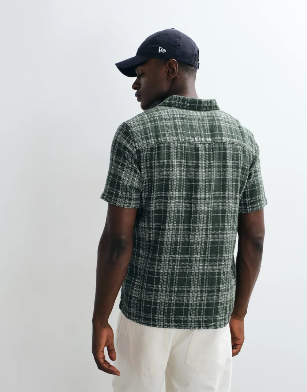 Asos Regular Fit Textured Plaid Shirt In Dark Green
