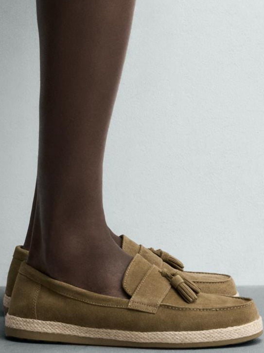 Zara Leather Casual Jute Loafer