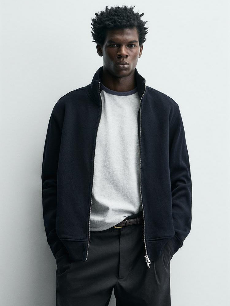 Zara Regular Fit Interlock Ribbed Jacket