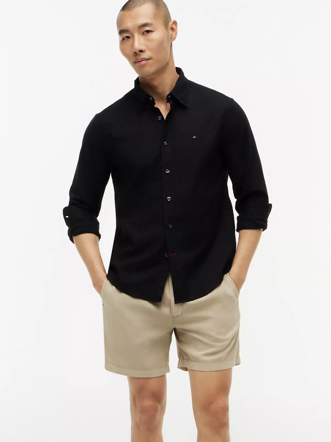 Tommy Hilfiger Regular Fit Cotton Shirt In Black