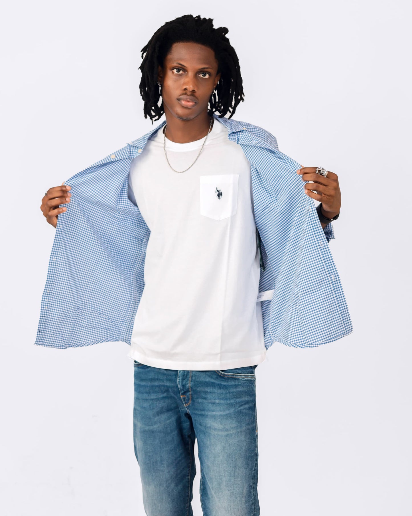Regular Fit Light Blue Oxford Cotton Check Shirt