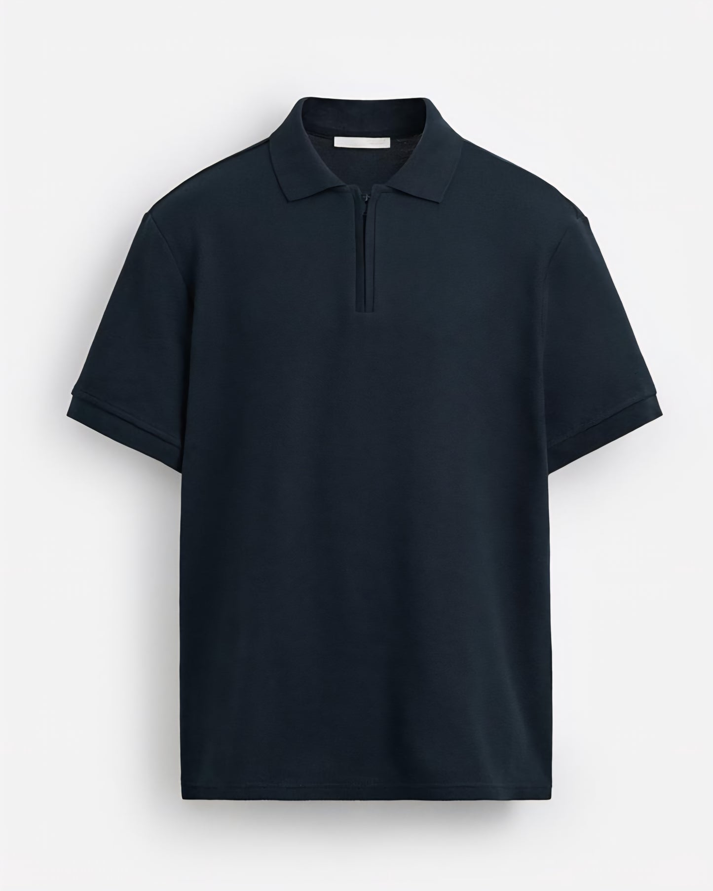 Zara Textured Quarter Zip Polo in Navy