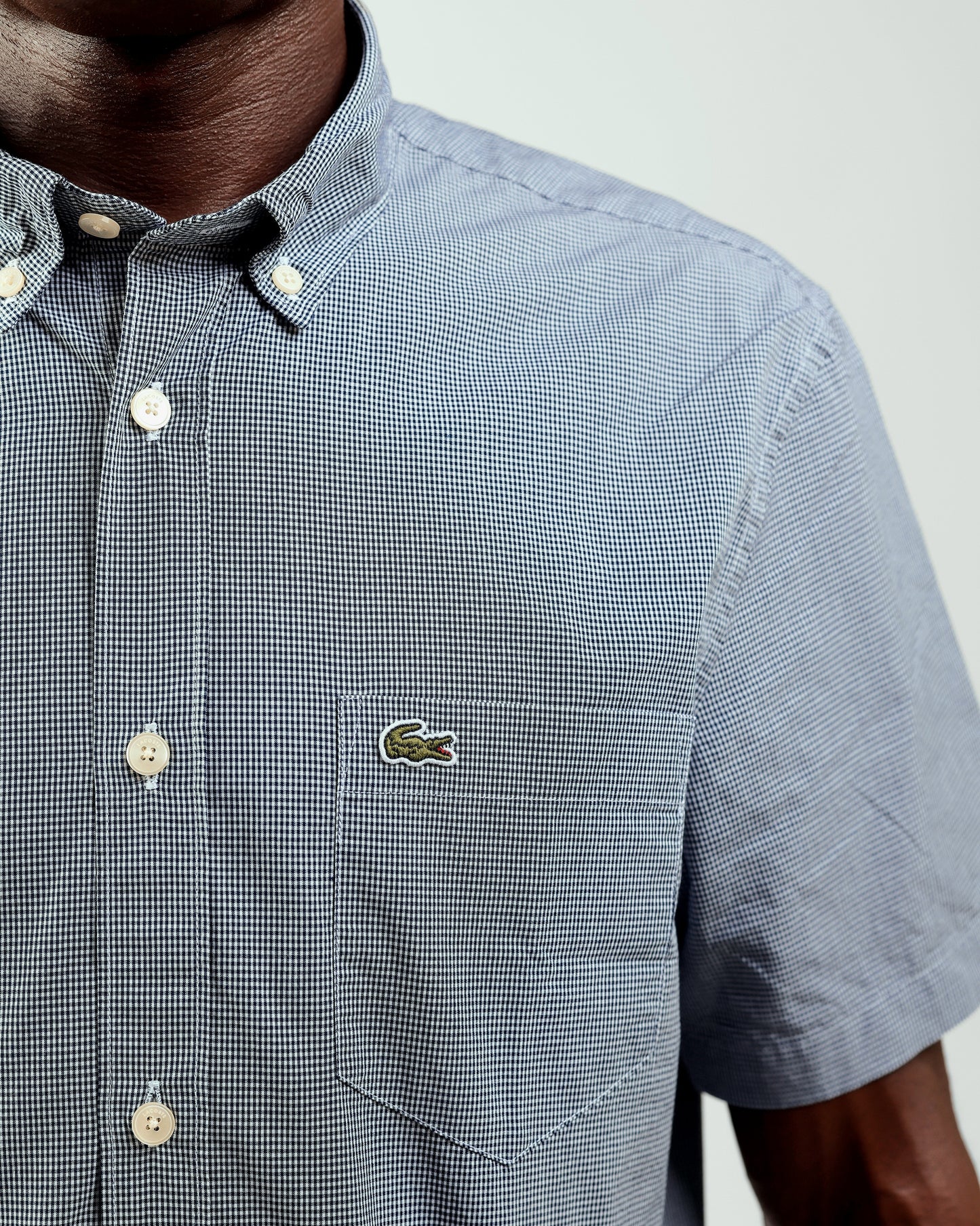 Lacoste Blue Regular Fit Short Sleeve Gingham Shirt
