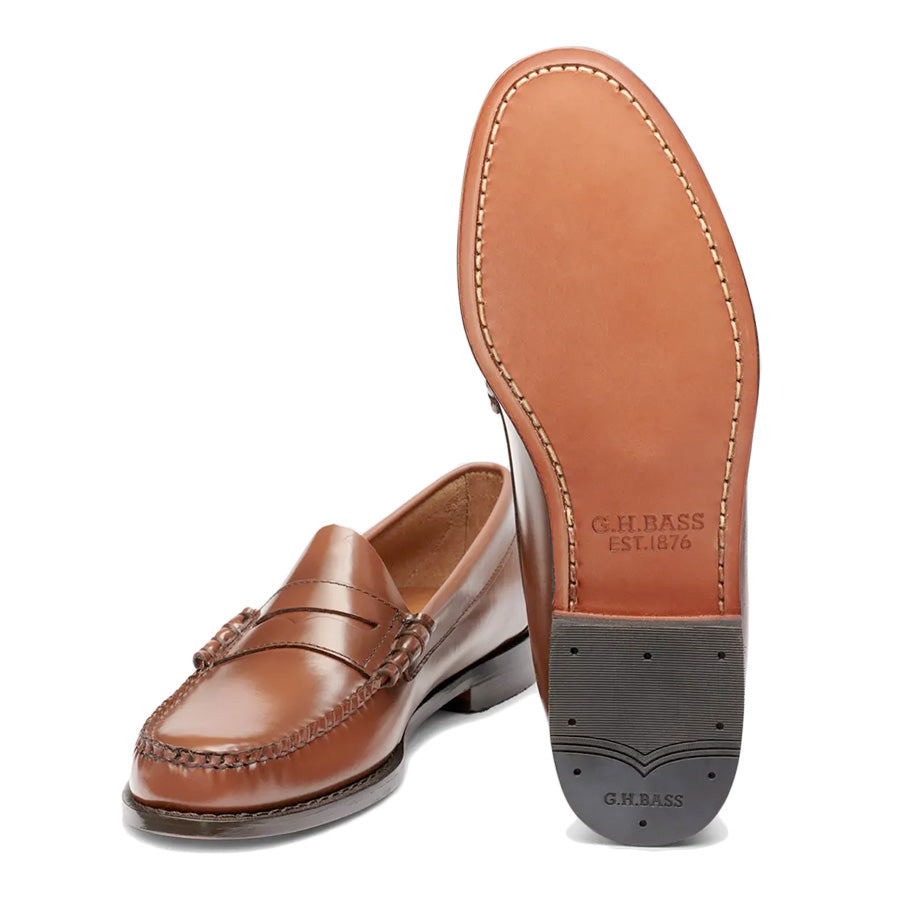 G.H.BASS Weejuns Larson Leather Loafers in Cognac Brown