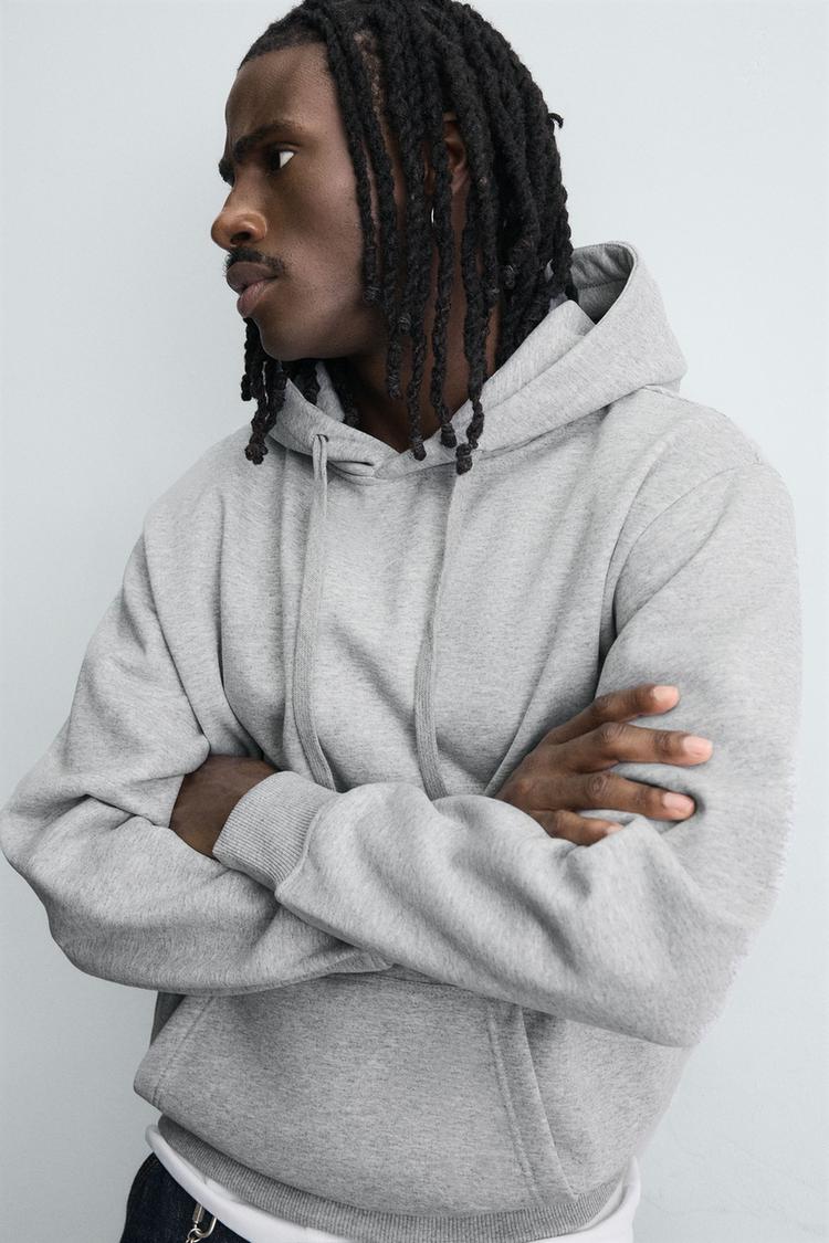 Zara Regular Fit Heavyweight Hoodie In Grey