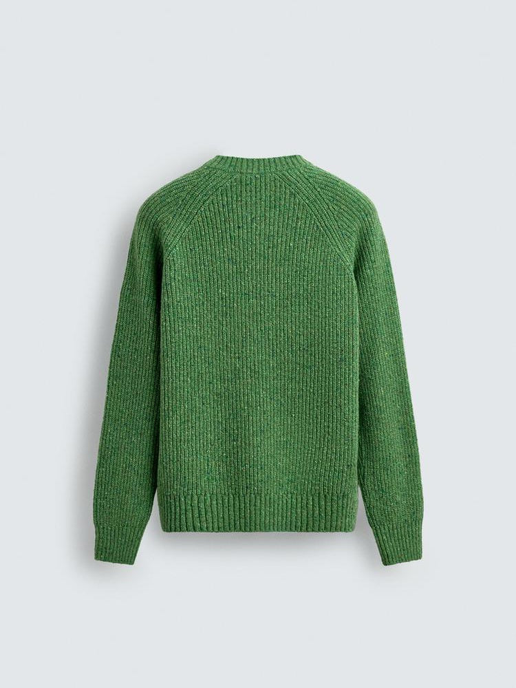 Zara Regular Fit Purl Knit Flecked Jumper Sweater In Green