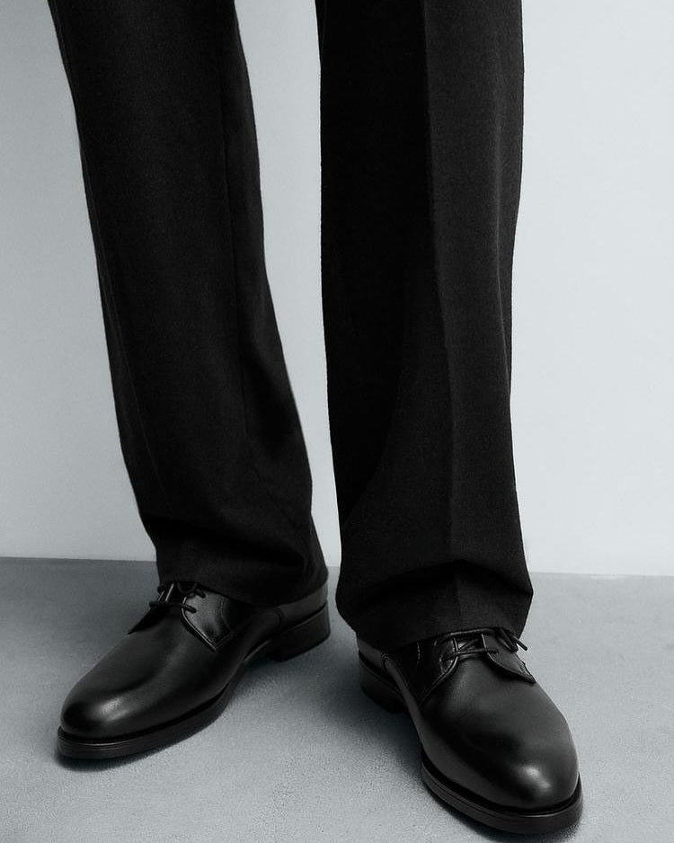Zara Black Leather Derby Shoes