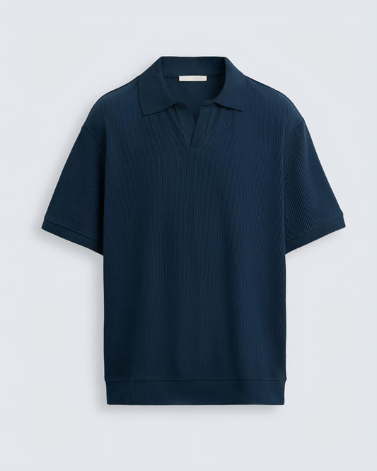 Zara Navy Textured Polo Shirt