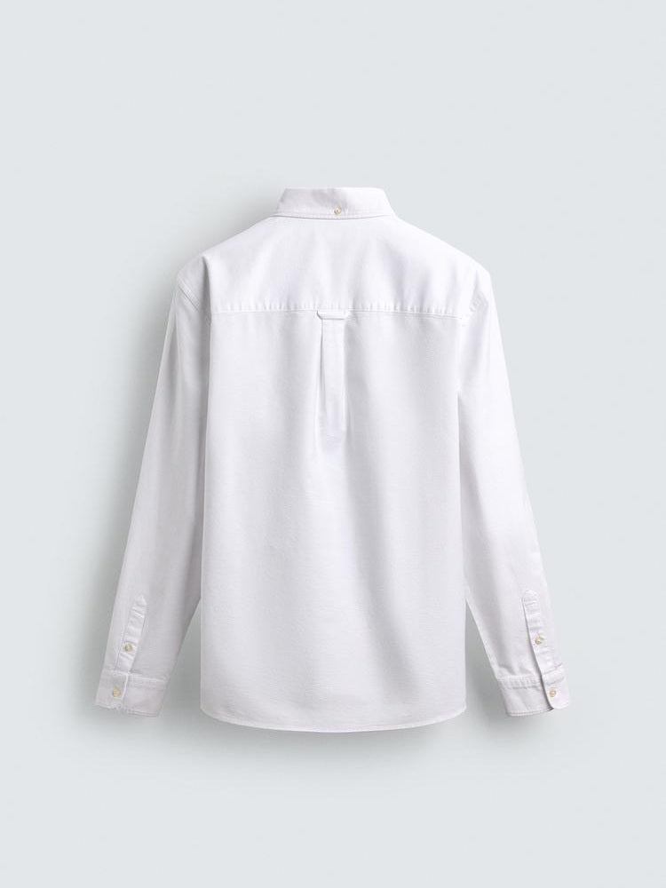 Zara White Textured Oxford Shirt