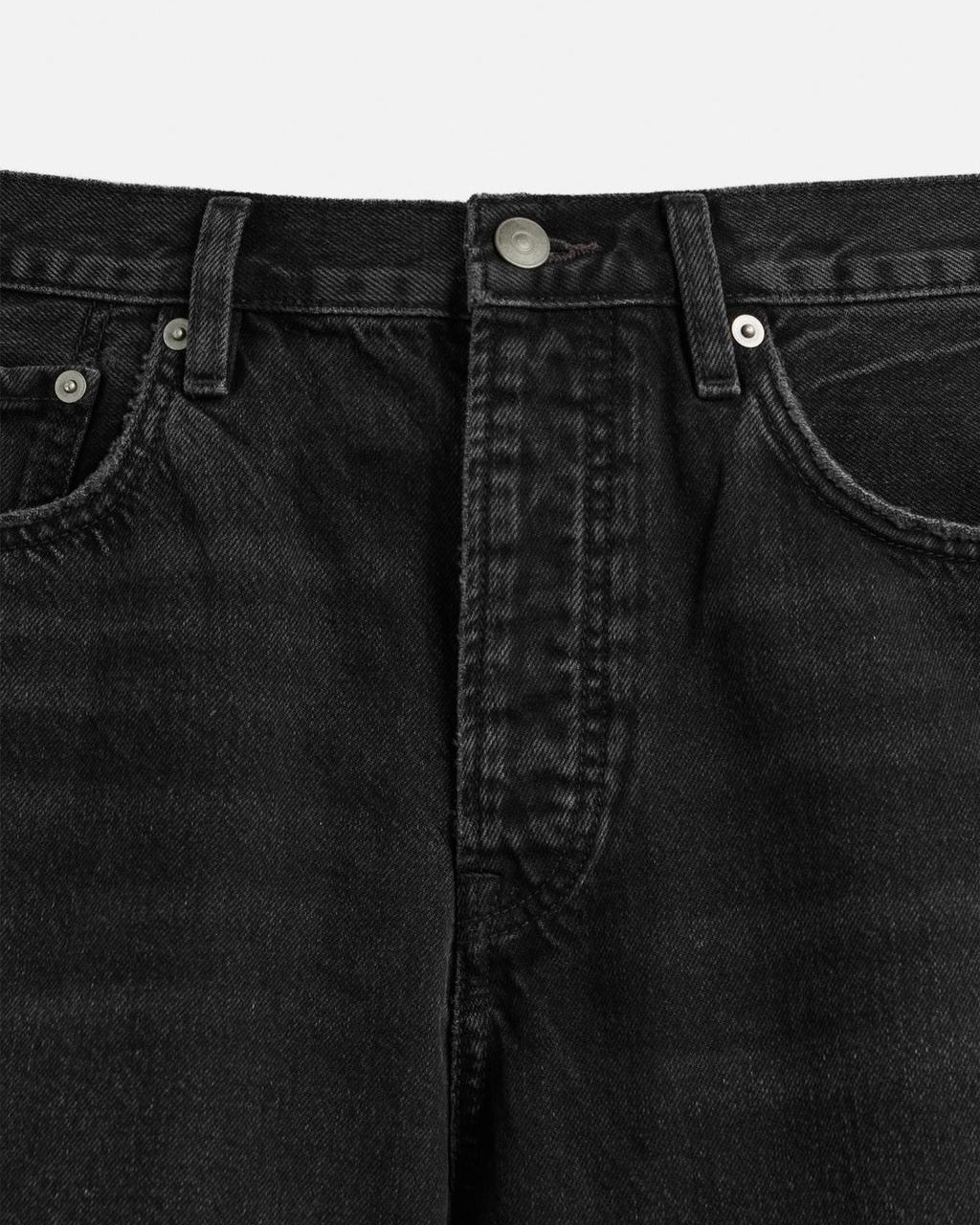 Zara Black Denim Straight-leg Short