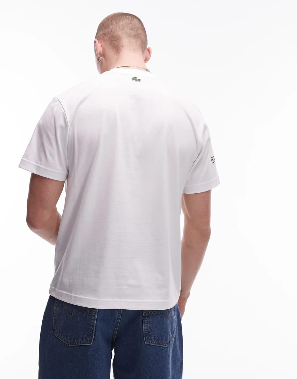 White Printed Embroidered Cotton Jersey T-Shirt