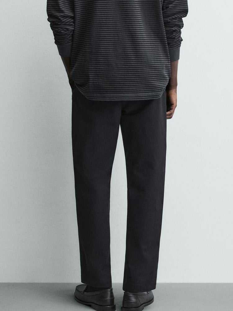 Zara Regular Fit Textured Pants in Navy