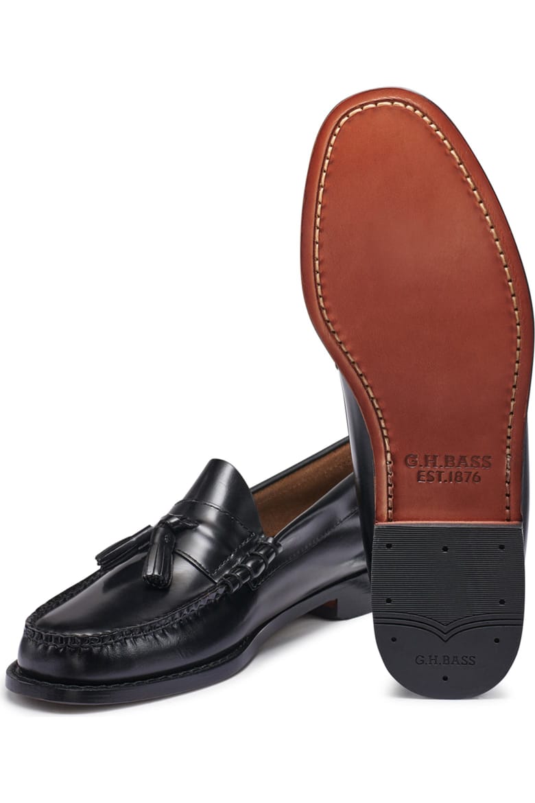 G.H.BASS Weejuns Lennox Tassel Leather Loafers in Black