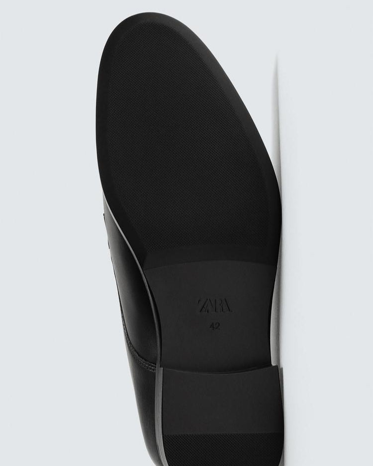 Zara Black Leather Derby Shoes