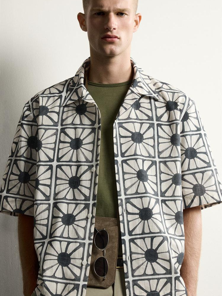 Zara Relaxed Fit Mosaic Print Shirt