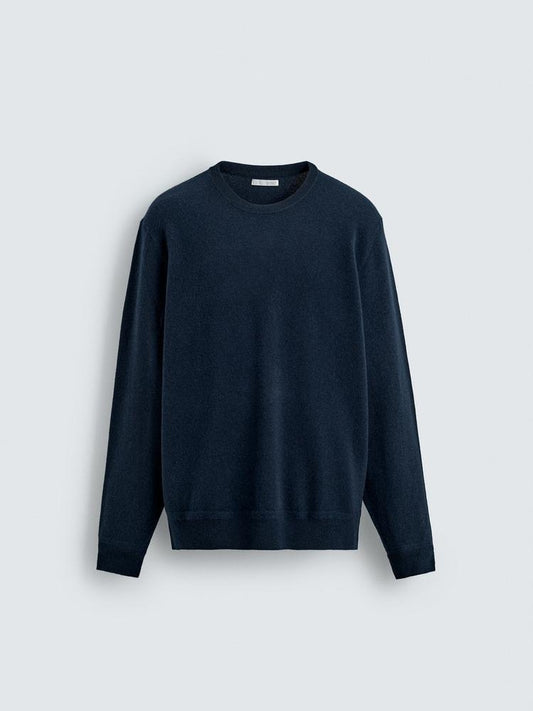 Zara Regular Fit Wool Blend Sweater In Navy