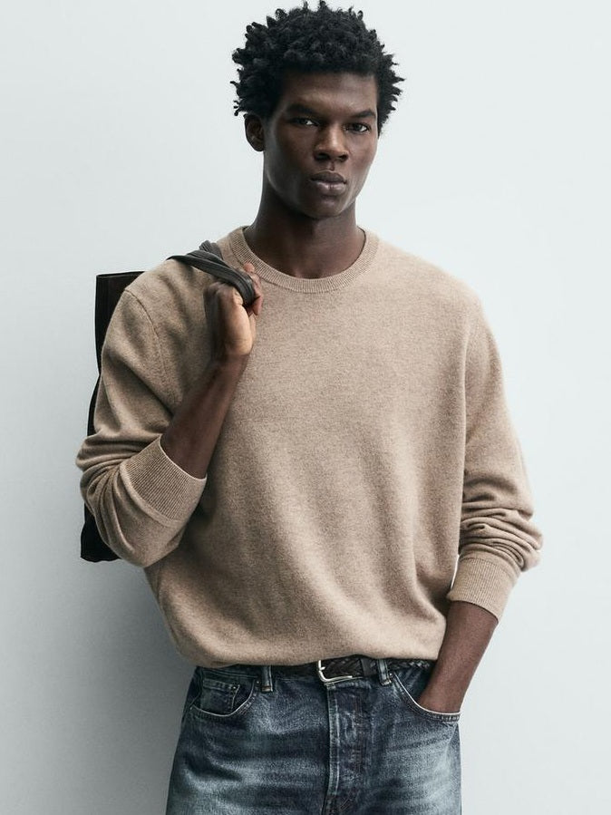Zara Classic Fit Cashmere-Wool Blend Knit Sweater