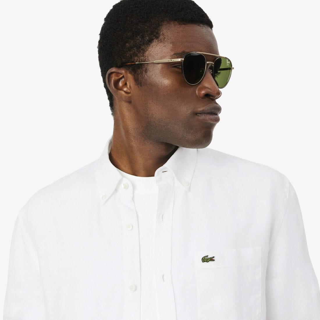 Lacoste Regular Fit Cotton Oxford Shirt in White