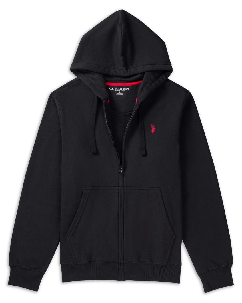 Us Polo Assn Fleece Full Zip Logo Hoodie With Pockets