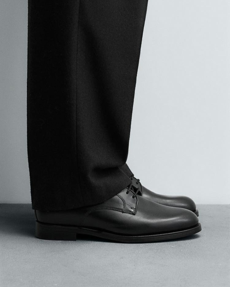 Zara Black Leather Derby Shoes