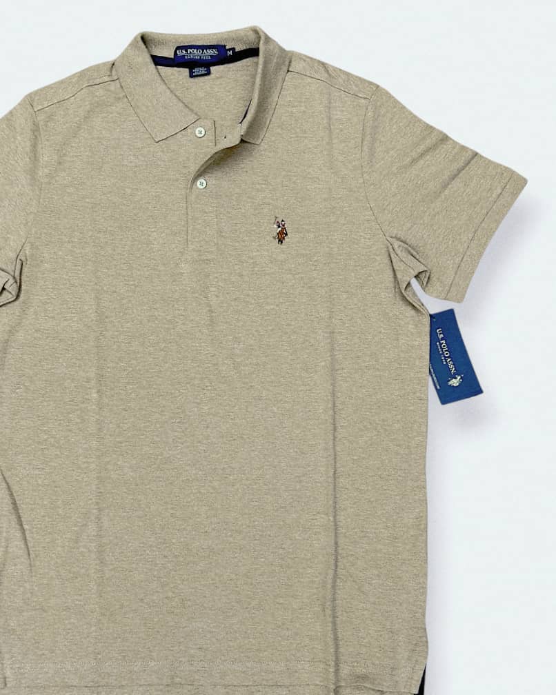 Regular Fit Cotton Polo Shirt in Beige