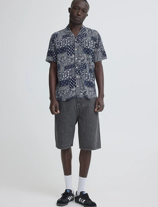 Blend Regular Fit Bandana Print Shirt in Navy