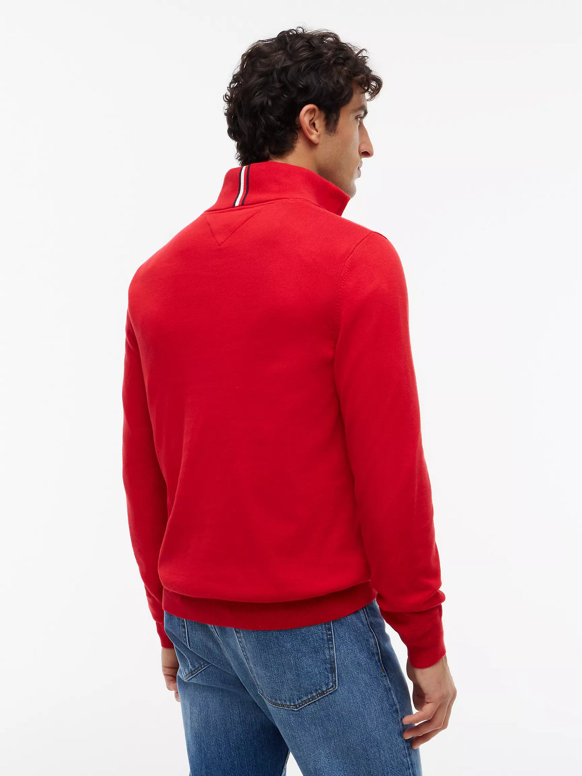Tommy Hilfiger Regular Fit Quater-Zip Mock Neck Sweater in Red