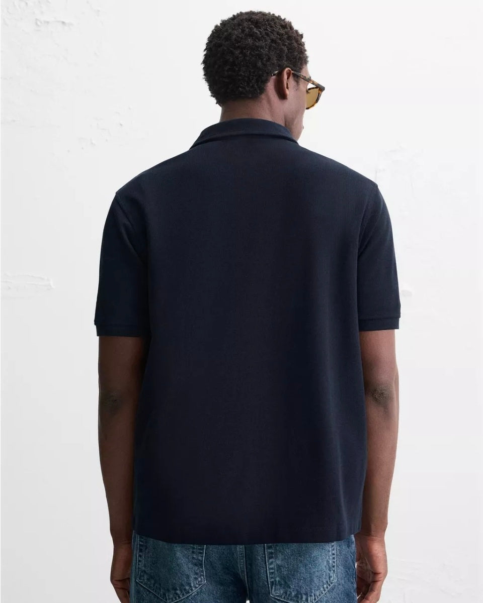 Zara Textured Polo in Navy