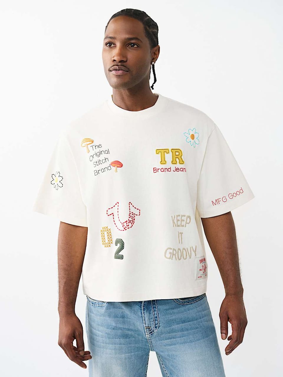 True Religion Multi Logo Boxy T-Shirt