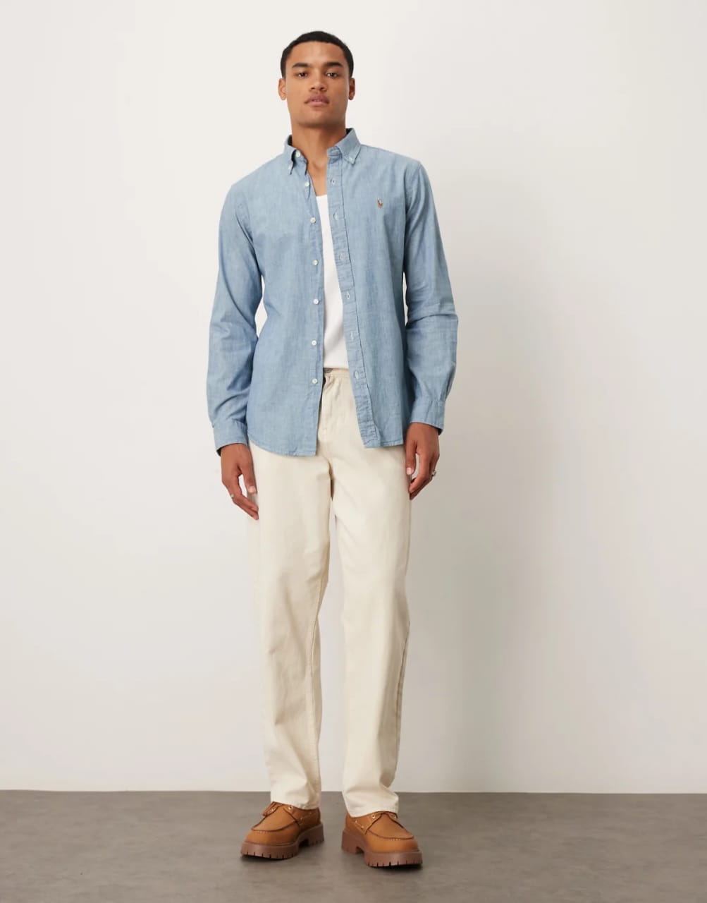 Polo Ralph Lauren Classic Fit Blue Chambray Cotton Shirt