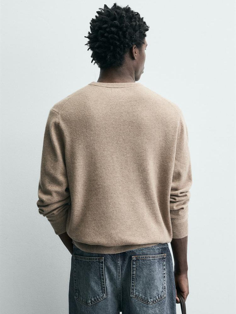 Zara Classic Fit Cashmere-Wool Blend Knit Sweater