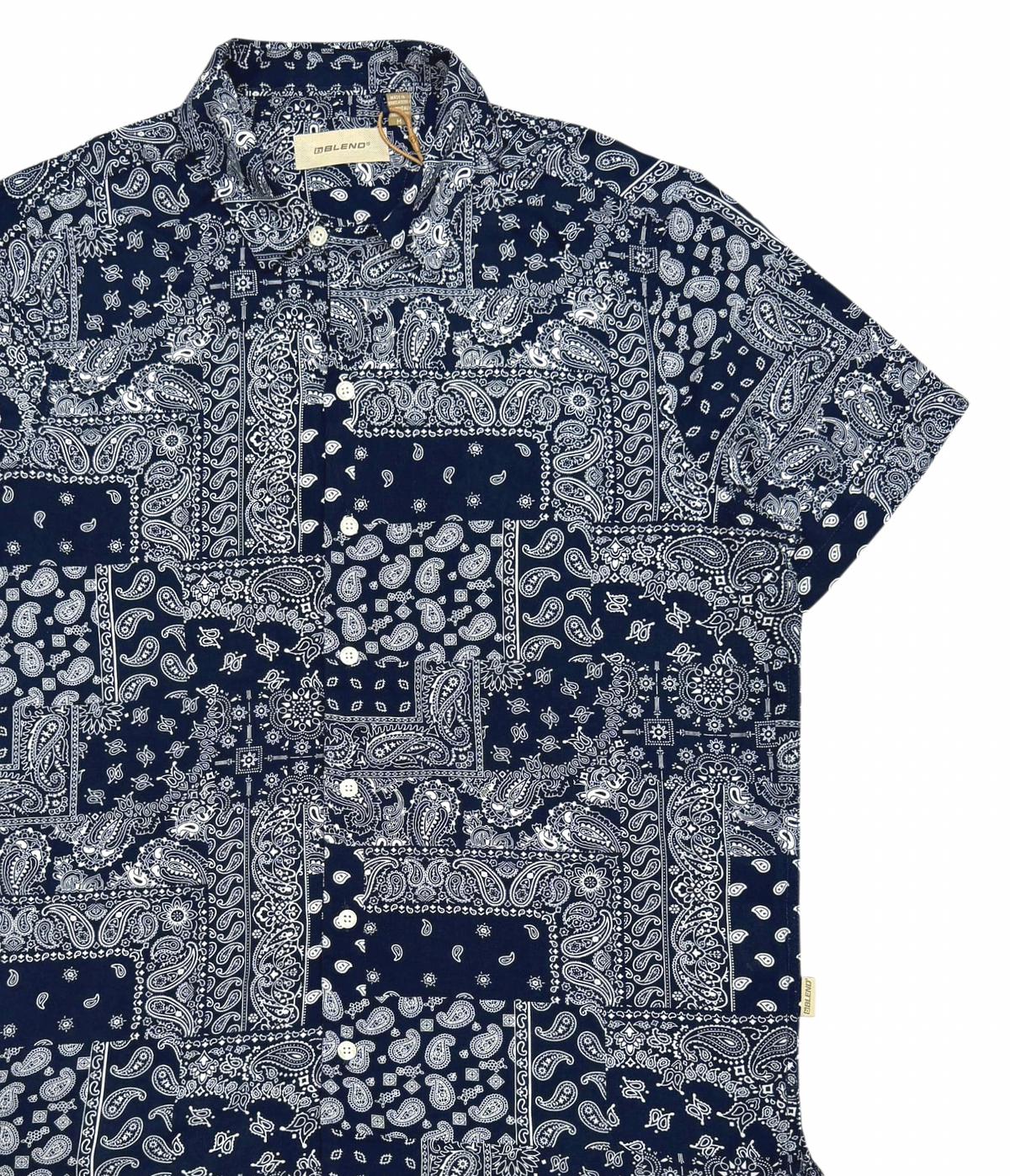 Blend Regular Fit Bandana Print Shirt in Navy