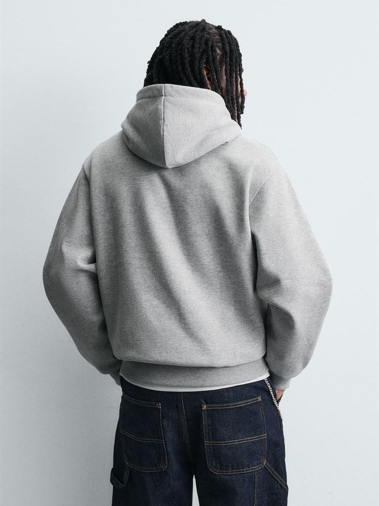 Zara Regular Fit Heavyweight Hoodie In Grey