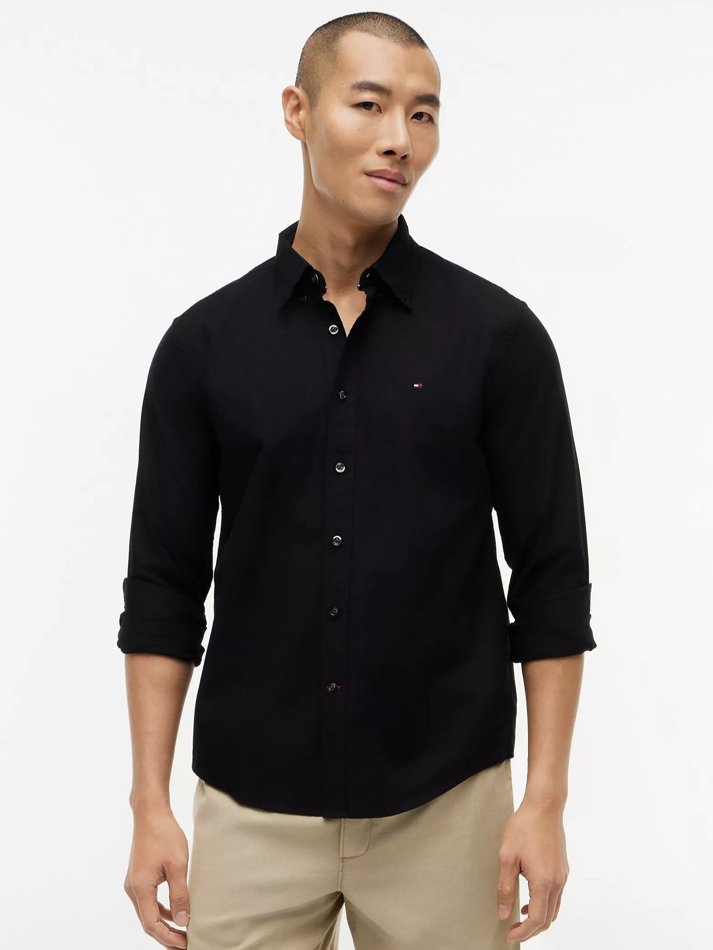 Tommy Hilfiger Regular Fit Cotton Shirt In Black