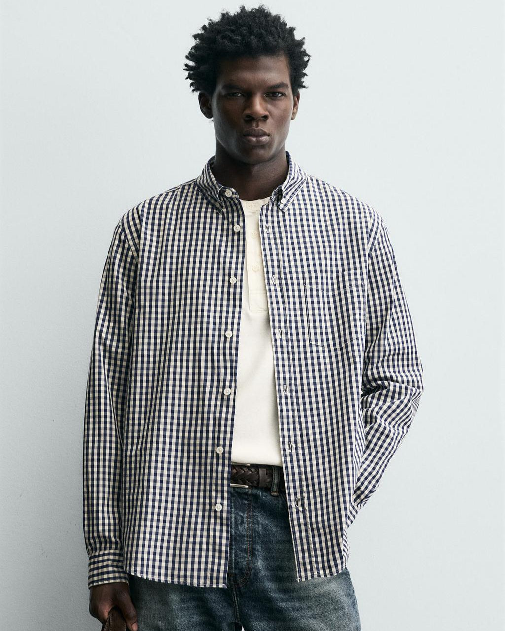 Zara Blue Checked Shirt with Pocket