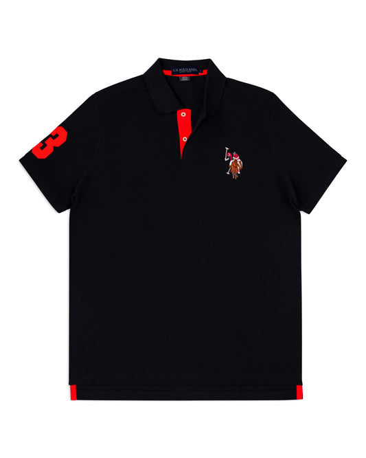 Regular Fit Pique Polo Shirt in Black