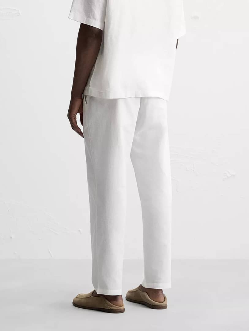Zara Relaxed Fit Linen Trousers (White)