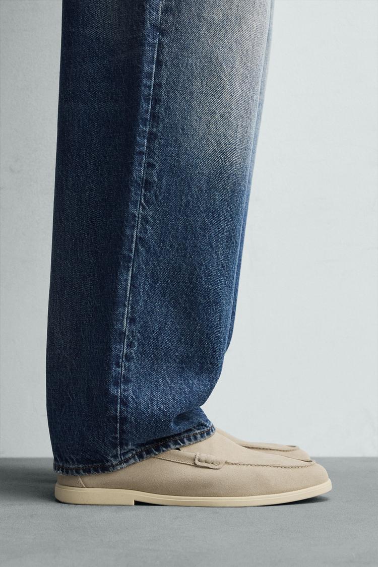 Zara Casual Leather Loafer in Beige