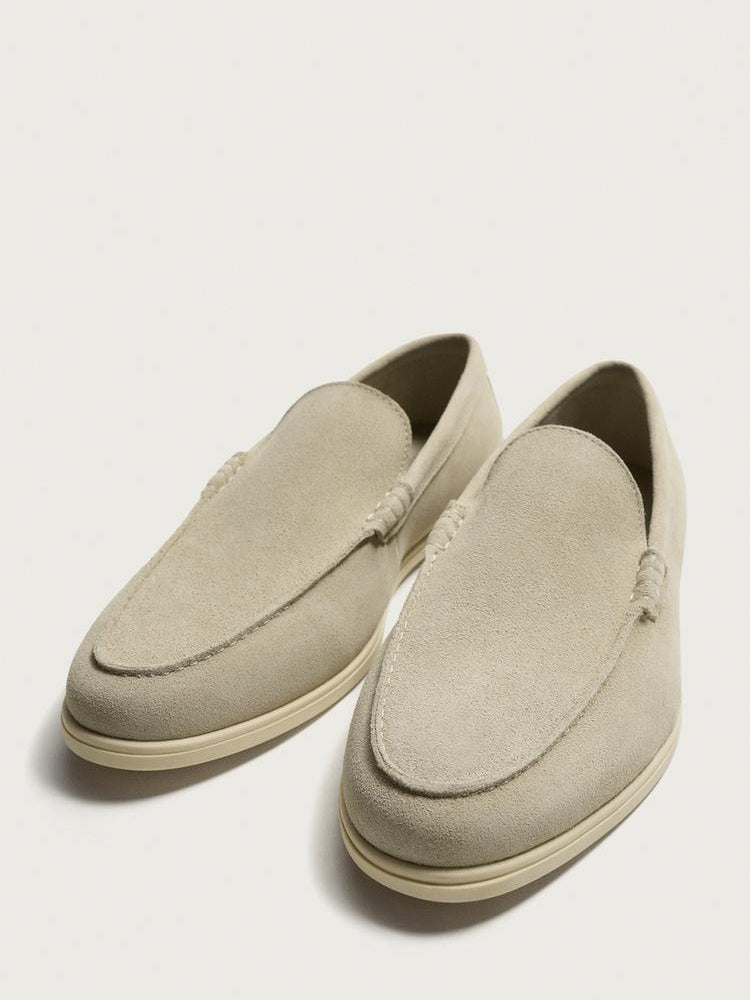 Zara Casual Leather Loafer in Beige