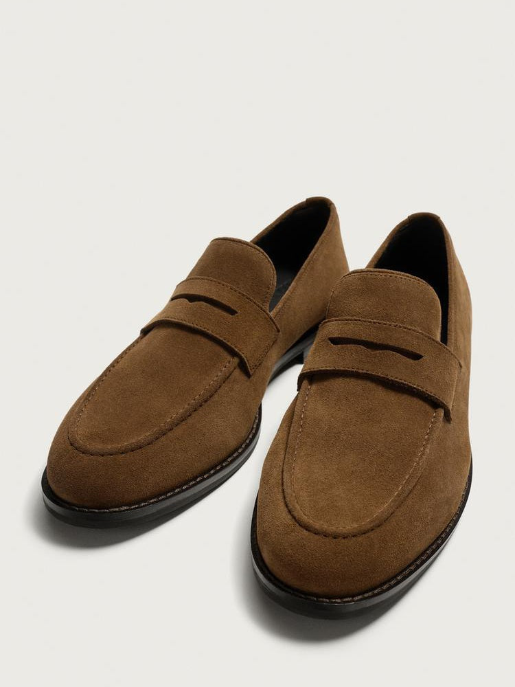 Zara Leather Penny Loafer In Brown
