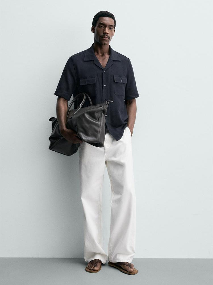 Zara Striped Jacquard Pocket Shirt