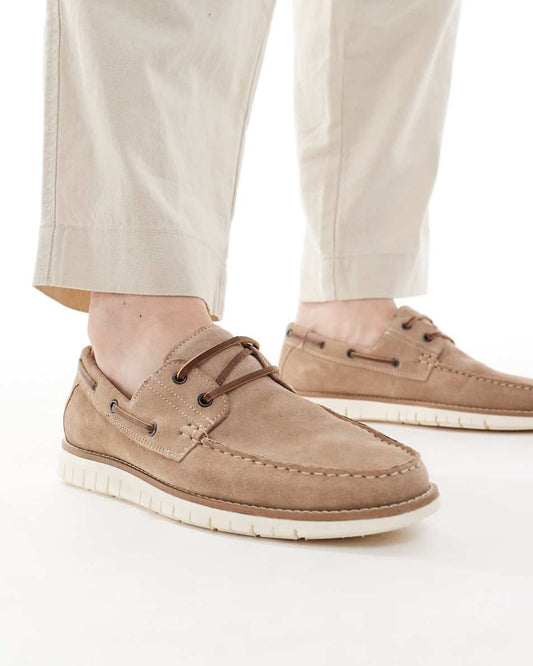 Asos Stone Suede Boat Shoes