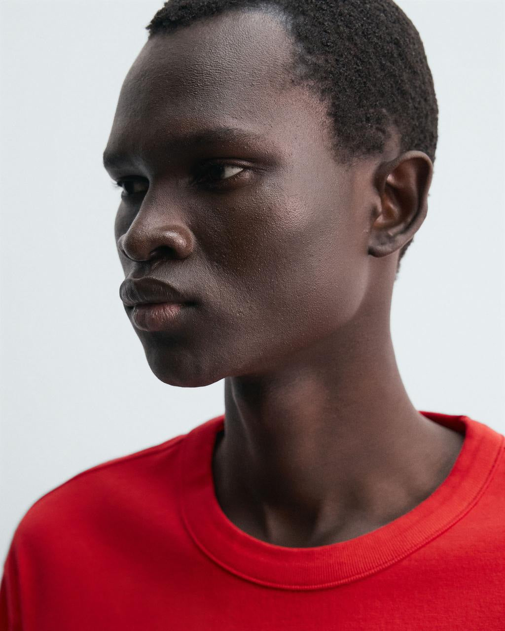 Zara Red Relaxed Fit Binded T-shirt