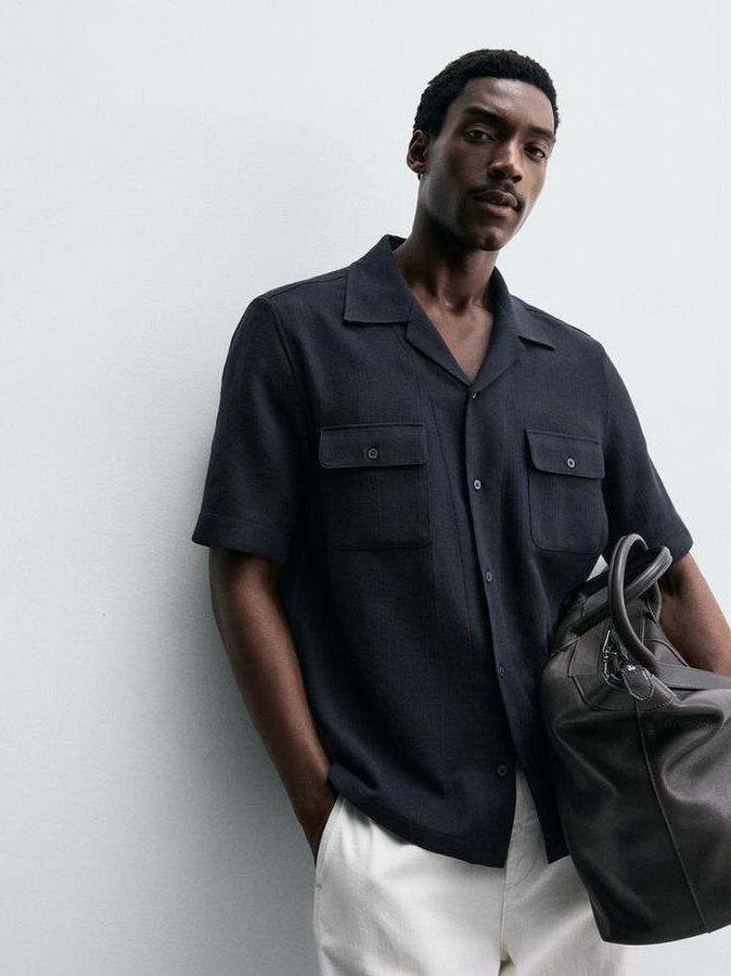 Zara Striped Jacquard Pocket Shirt