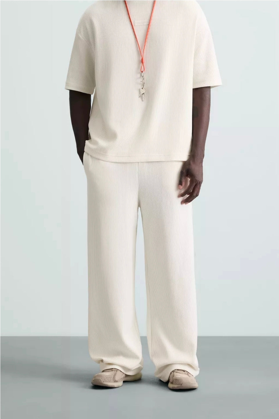 Zara Relaxed Fit Vertical Textured Pant